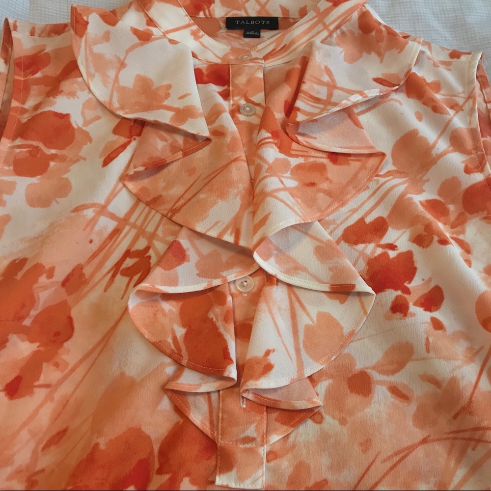 LIKE NEW Talbots Blouse, Orange/White, size 4